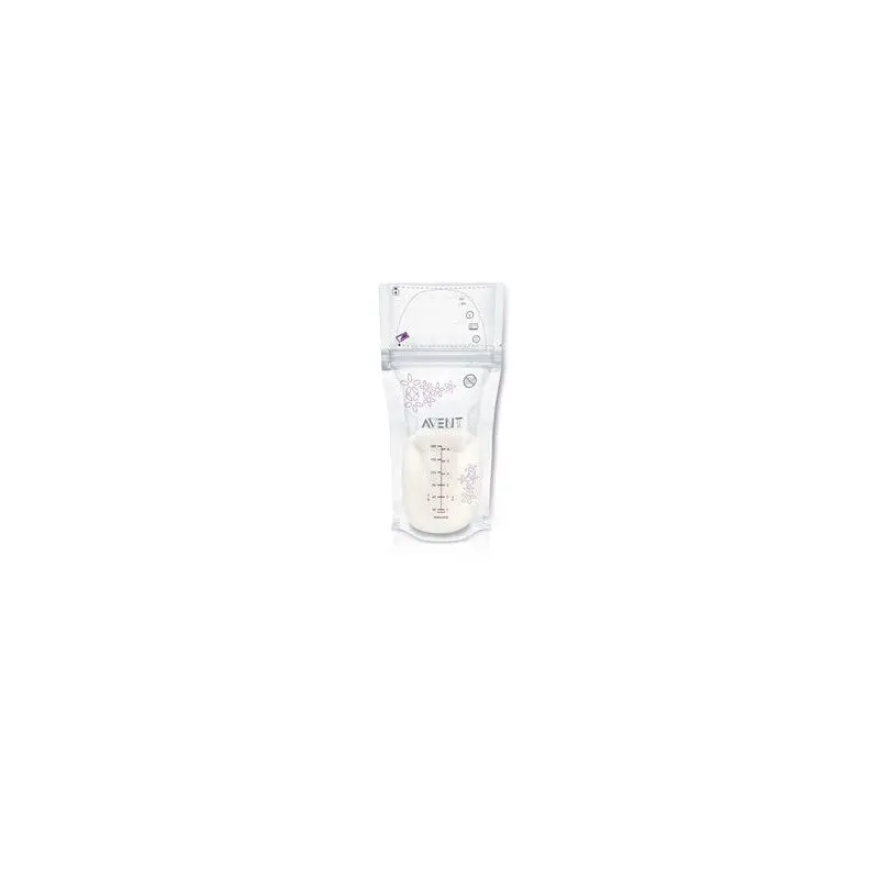 Pungi stocare lapte, Philips Avent, 25 buc, Fermoar dublu, Fara BPA, 180 ml, Transparent
