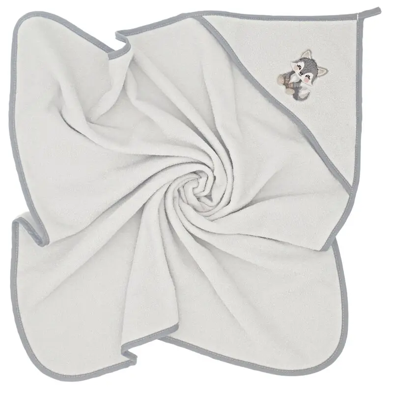 Prosop cu gluga, Qmini, Din bumbac, 80x80 cm, Grey