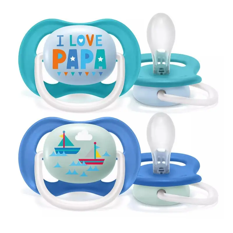 Suzete set, Philips Avent, Ultra air, 2 buc, 6-18 luni+, Din silicon, Albastru si turqoise