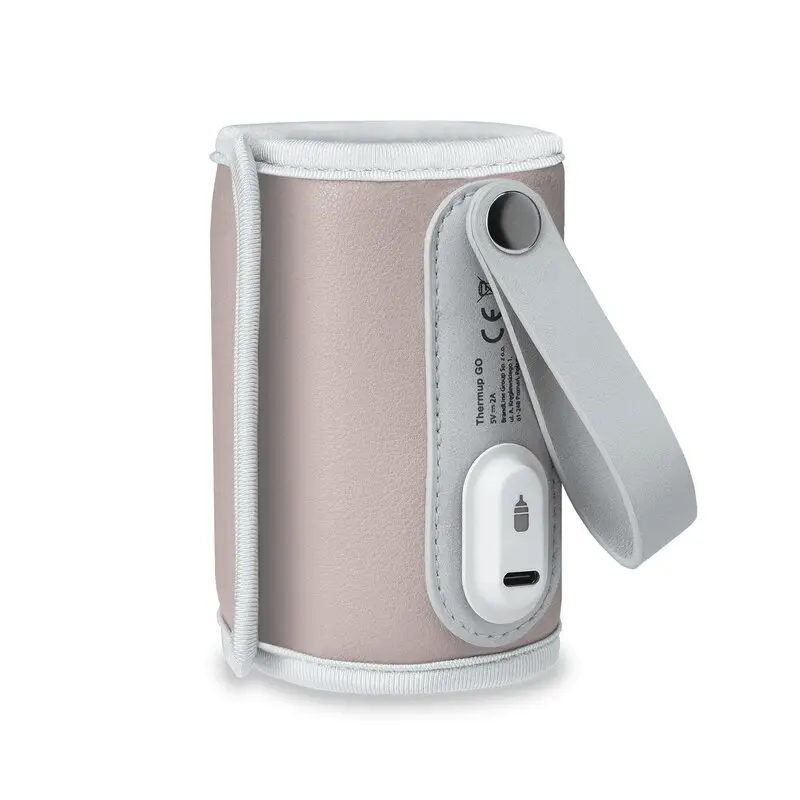 Incalzitor biberoane, Lionelo, ThermUp Go, Portabil, Temperatura constanta pana la 24 h, Incarcare USB, Roz