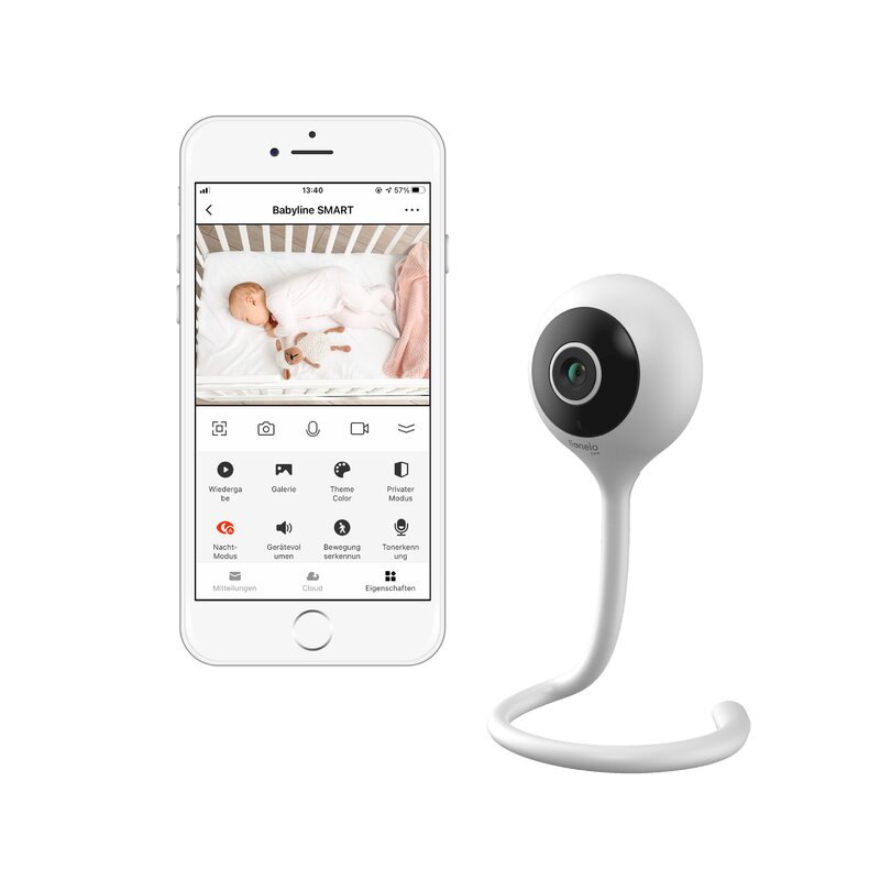 Video monitor, Lionelo, Babyline Smart, Cu aplicatie Smart Life, Cablu USB, Conexiune Wifi, Comunicare bidirectionala, Senzor de temperatura, Alb