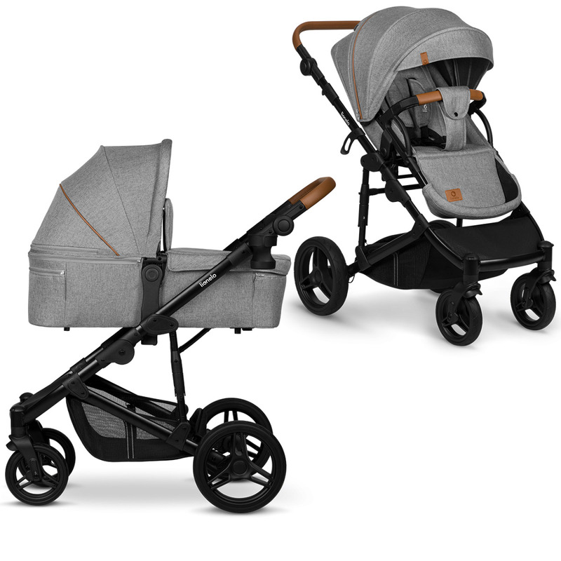 Carucior 2 in 1, Lionelo, Mari Tour, Cu landou individual si salteluta moale, Reversibil, Maner ajustabil, Plasa de tantari, Husa de picioare, Geanta parinti, 22 kg, Conform cu standardele europene de securitate EN1888 si EN1466, Gri
