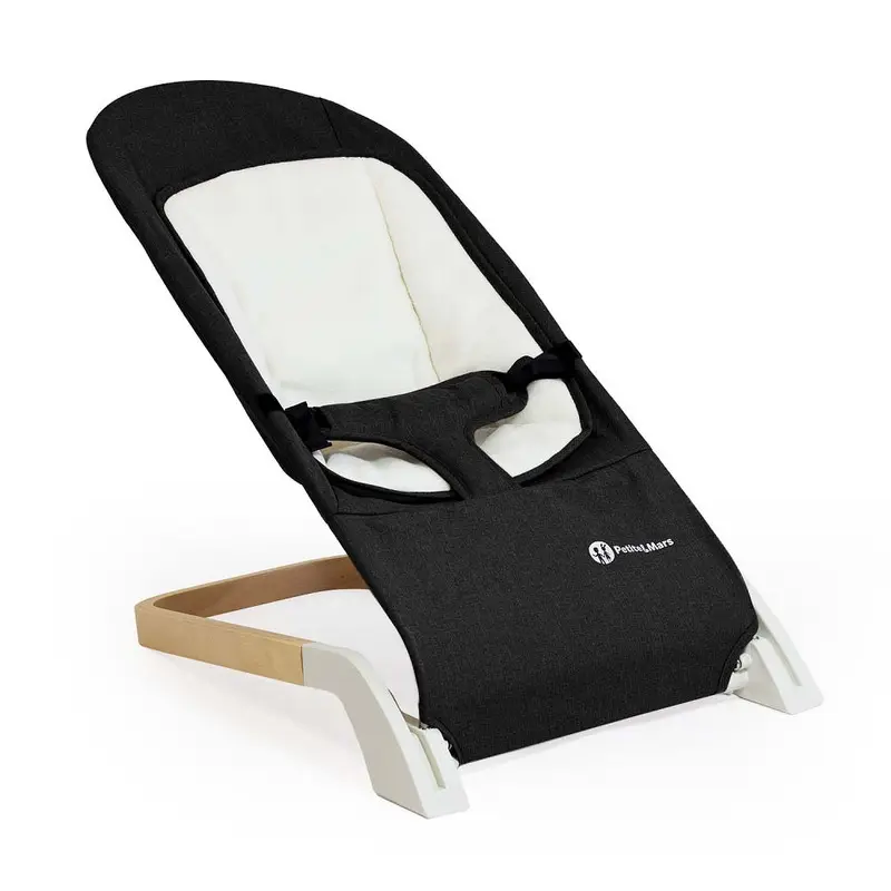 Sezlong balansoar, Petite&Mars, Calmy, Cu centura in 3 puncte, De la nastere pana la 9 kg, Conform standardului EN12792, Negru