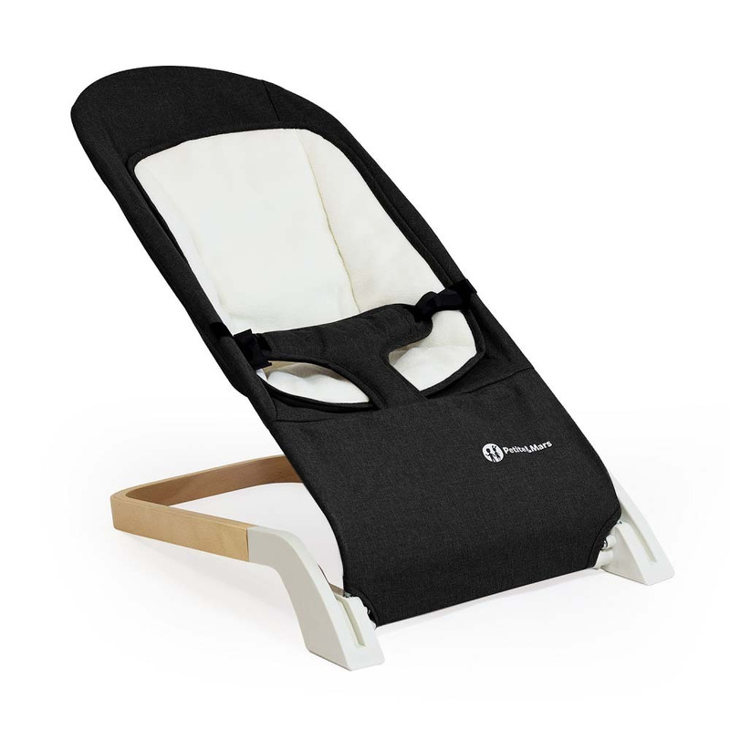 Sezlong balansoar, Petite&Mars, Calmy, Cu centura in 3 puncte, De la nastere pana la 9 kg, Conform standardului EN12792, Negru