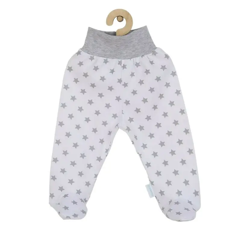 Pantalonasi, New Baby, Cu botosei, Marime 56, Din bumbac 100%, Classic II Grey with stars