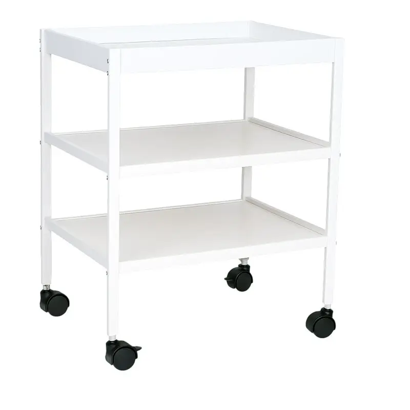 Masuta de schimbat, Qmini, Cu 2 polite pentru depozitare, Potrivita pentru saltelute de infasat de 70x50 cm, Inaltime 86 cm, Alb
