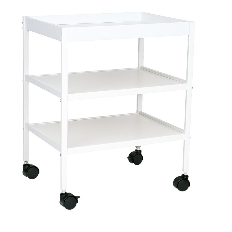 Masuta de schimbat, Qmini, Cu 2 polite pentru depozitare, Potrivita pentru saltelute de infasat de 70x50 cm, Inaltime 86 cm, Alb