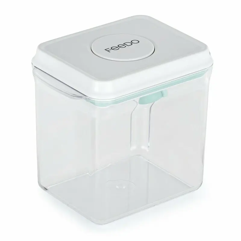 Recipient depozitare lapte praf, Feedo, 1700 ml, Capac etans, Din plastic, Fara BPA, Turcoaz