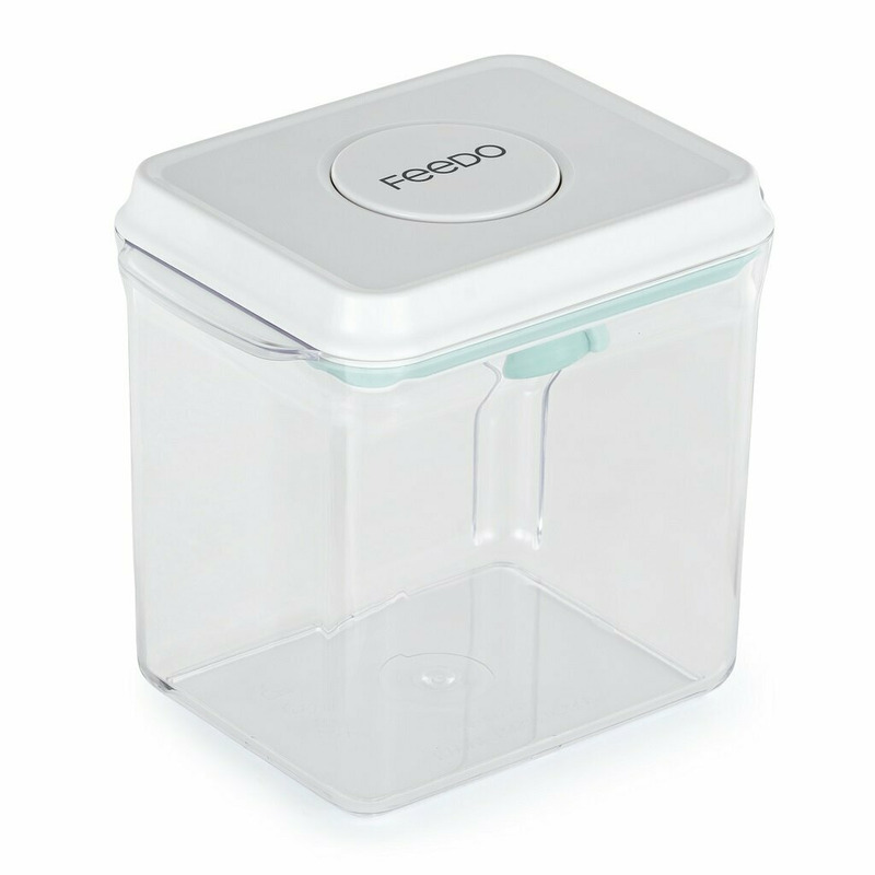 Recipient depozitare lapte praf, Feedo, 1700 ml, Capac etans, Din plastic, Fara BPA, Turcoaz