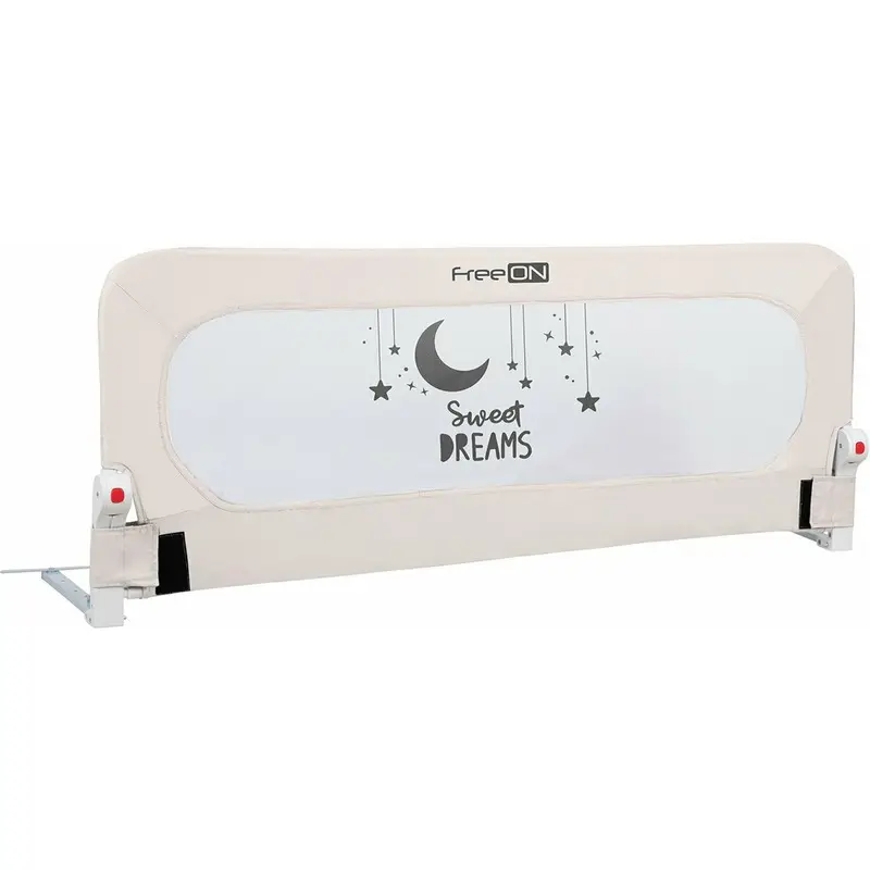 Protectie laterala pat, FreeON, Pentru bebe, Rabatabila, Instalare usoara, Dimensiune 135 x 57 cm, Sweet Dreams, Conform cu standardul european BS7972:2001+A12009, Light Beige