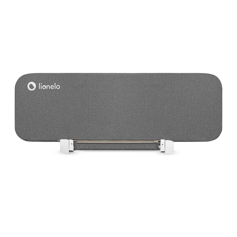 Protectie laterala pat, Lionelo, Lora, Pliabila, Sistem de blocare StandSafe, Geanta de transport inclusa, 105 x 45 cm, Gri