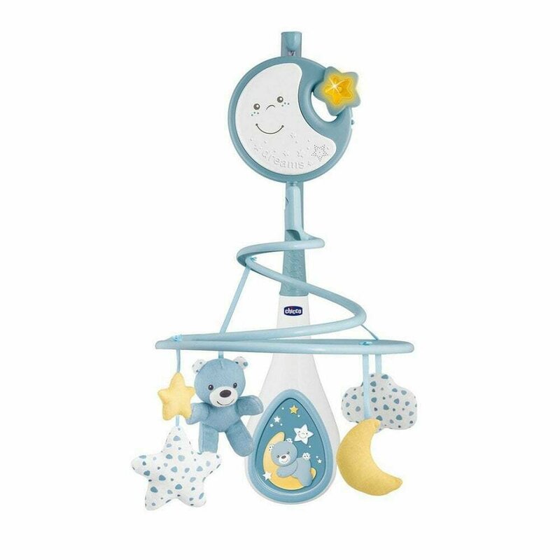Carusel muzical, Chicco, Next2Dreams, 3 in 1, Mobil, Cu lumini, 0 luni+, Albastru