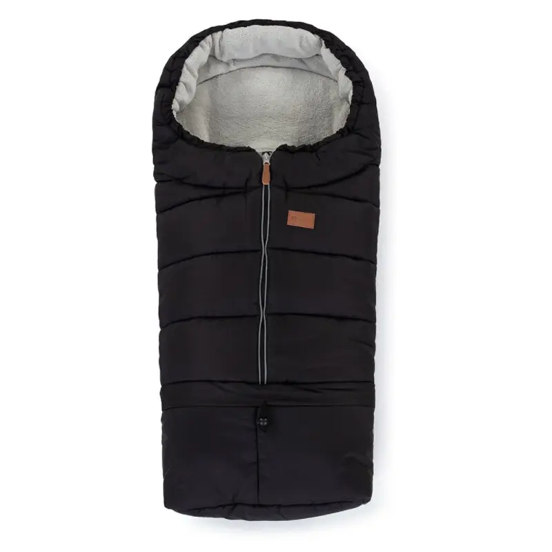 Sac de iarna, Petite&Mars, Jibot, Pentru carucior, landou sau scaun auto, 100x48 cm, Impermeabil, Cu elemente reflectorizante, Extensibil, 3 in 1, Black