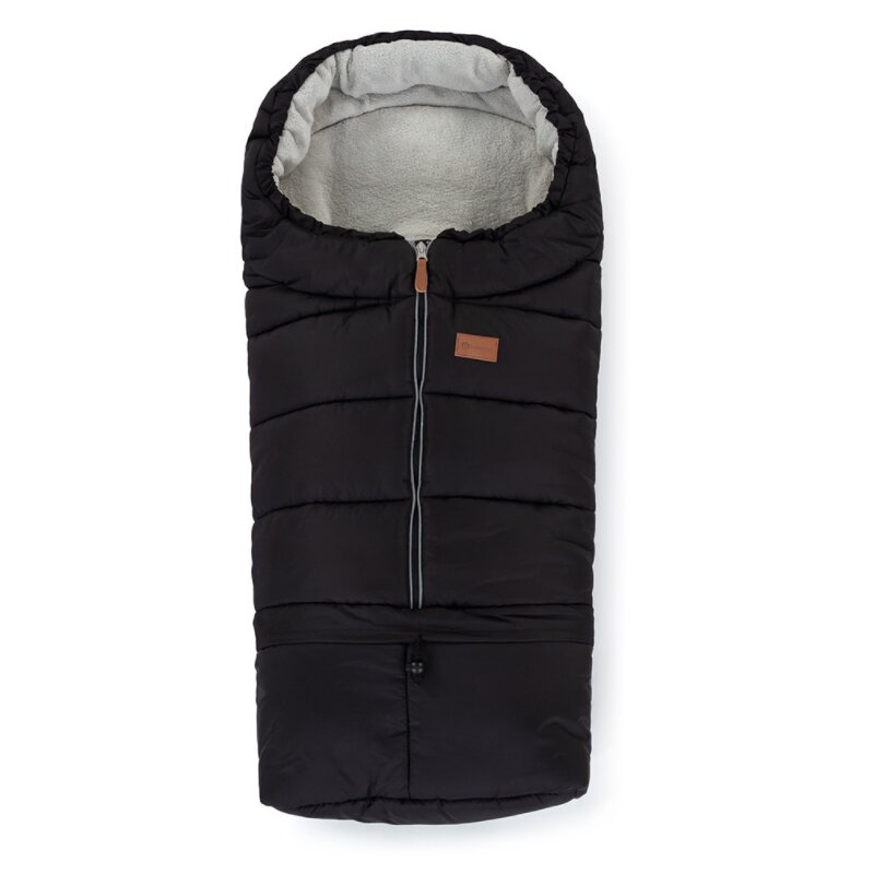 Sac de iarna, Petite&Mars, Jibot, Pentru carucior, landou sau scaun auto, 100x48 cm, Impermeabil, Cu elemente reflectorizante, Extensibil, 3 in 1, Black