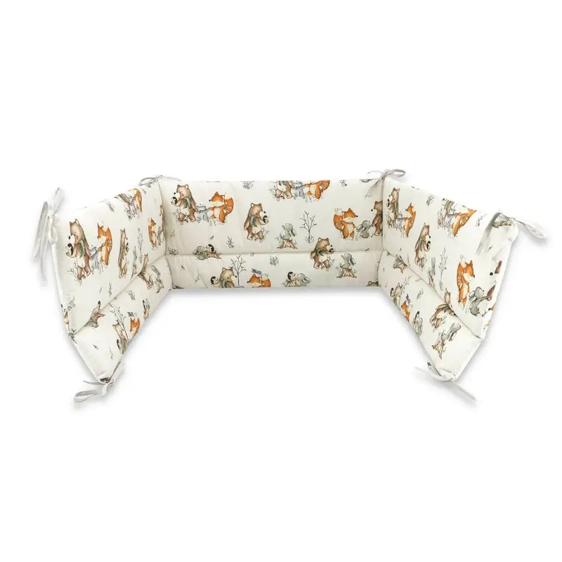 Aparatoare pentru patut, MimiNu, Din bumbac certificat Oeko Tex Standard 100, 180x30 cm, Cu panglici, Design, Time for fun