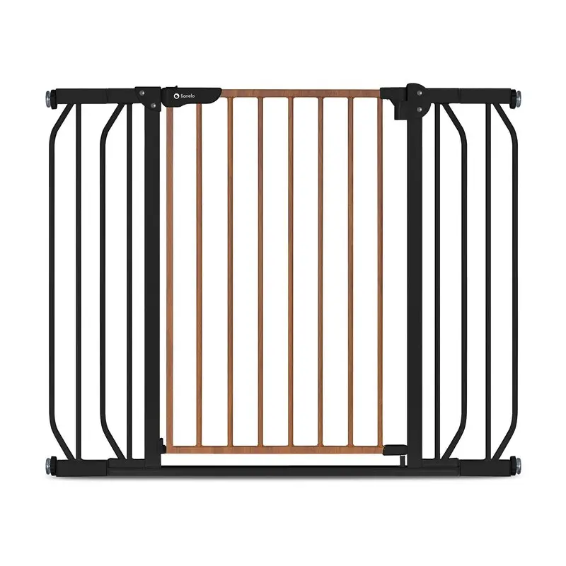 Poarta de siguranta, Lionelo, Truus Slim, Prin presiune, 105 cm, Conform cu standardul europeane de securitate EN1930, Negru/Natur
