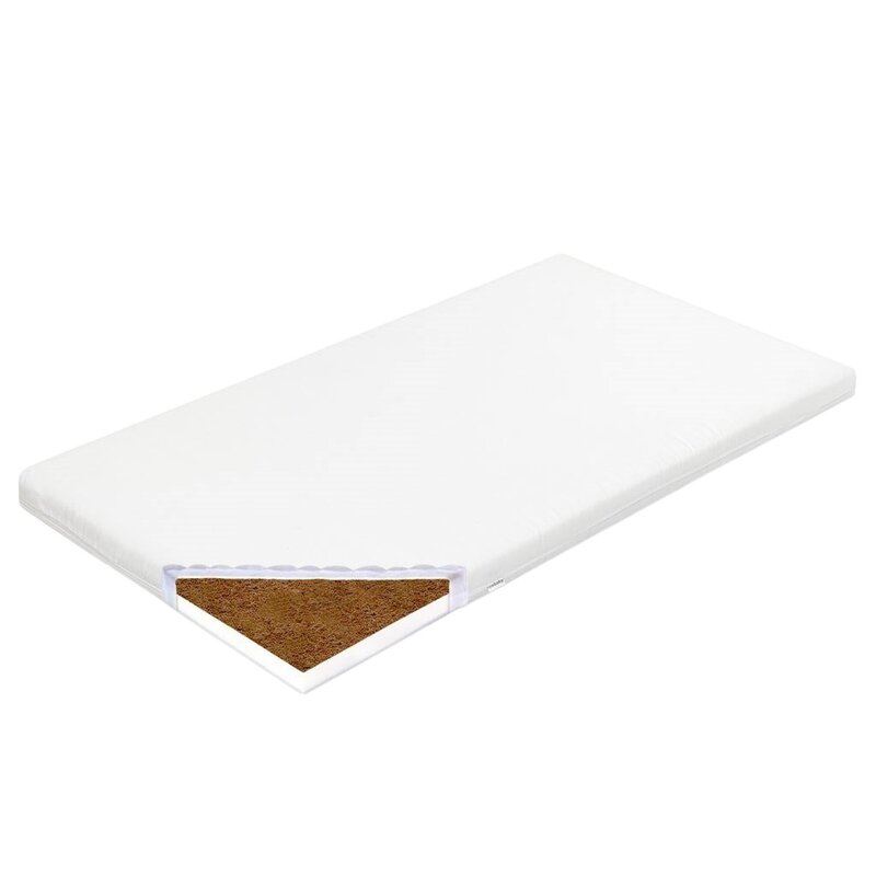 Saltea patut bebe, New Baby, Din spuma si cocos, Cu husa detasabila, Din bumbac, 90x40x7 cm, Alb