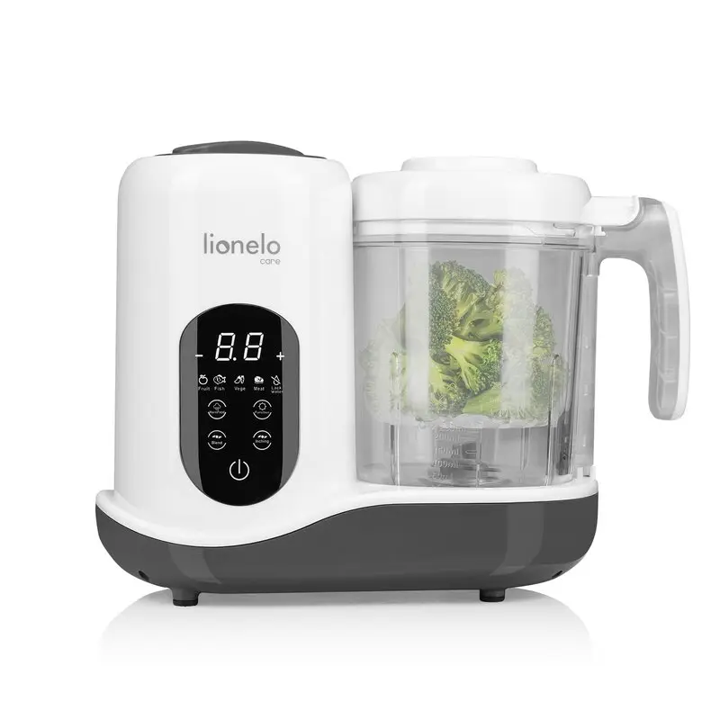 Aparat de gatit, Lionelo, BabyMenu, 5 in 1, Cu gatire la abur, dezghetare, amestecare, incalzire, sterilizare, Cu recipient din tritan, Alb