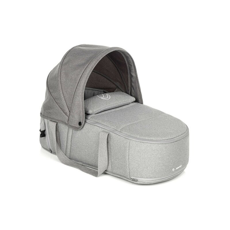 Landou portabil, Jane, Montare in carucior, Cu manere, Cu salteluta 95% materiale reciclate cu protectie UPF50, 67x29.5x43 cm, 0-9 Kg, Dim Grey