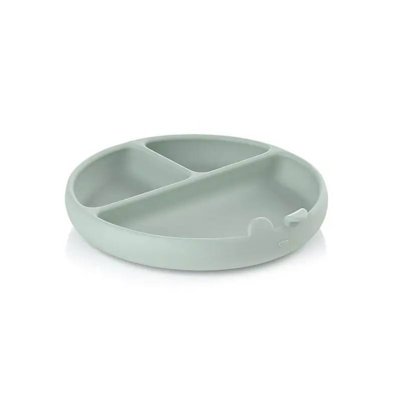 Farfurie BLW, Jane, Din silicon, Cu ventuze, 17 x 17 x 4 cm, BPA Free, Mint
