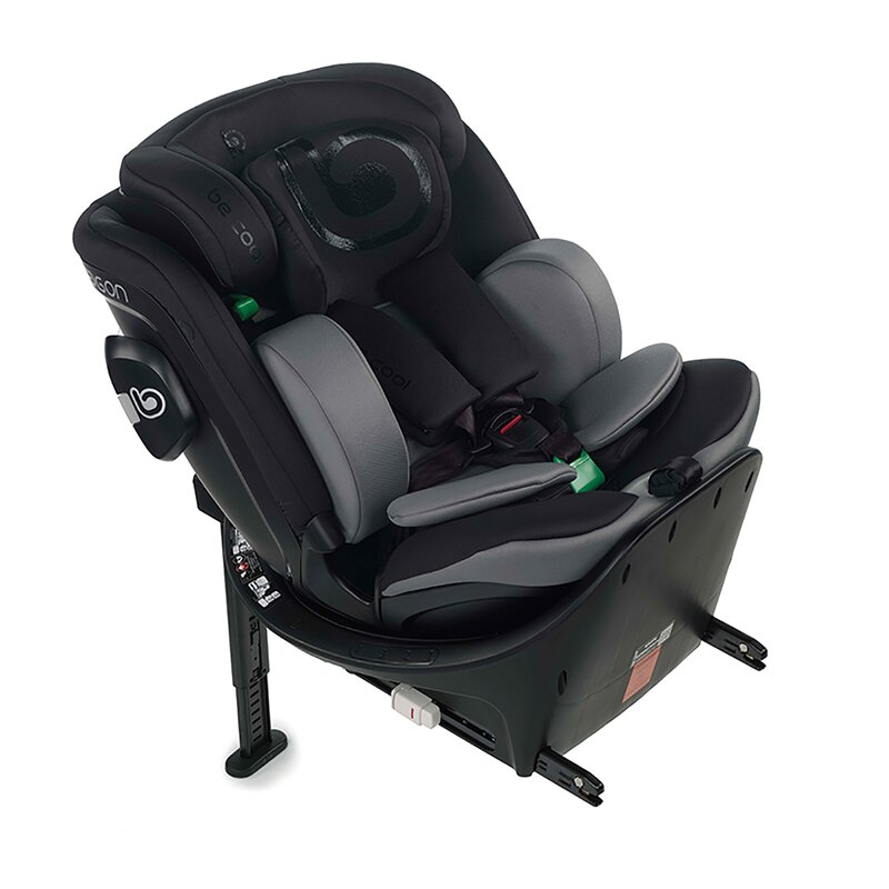 Scaun auto, Be Cool, Wagon I-Size, Rotire 360 grade, 40 - 150 cm, 0 - 36 kg, Cu Isofix si picior stabilizator, Cu protectie laterala de siguranta Conform cu standardul european de securitate ECE R129, Carbon