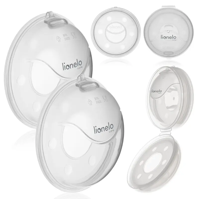 Colector de lapte, Lionelo, Milky, 2 buc, Se potriveste tuturor sutienelor, Cutie depozitare igienica inclusa, Fara bisfenol A, Capacitate 40 ml, Transparent