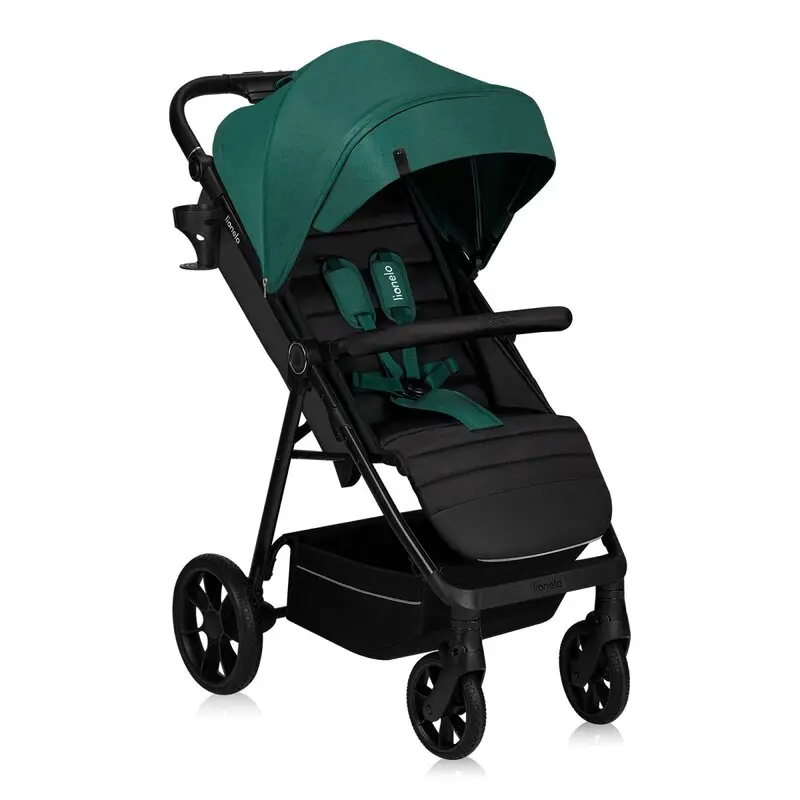 Carucior sport, Lionelo, Mira, Maner reglabil in 5 pozitii, Spatar si suport de picioare reglabile, Plasa de tantari si suport biberon incluse, Pana la 22 kg, 6 luni+, Conform cu EN1888-1, EN1888-2, Testare SGS, Verde