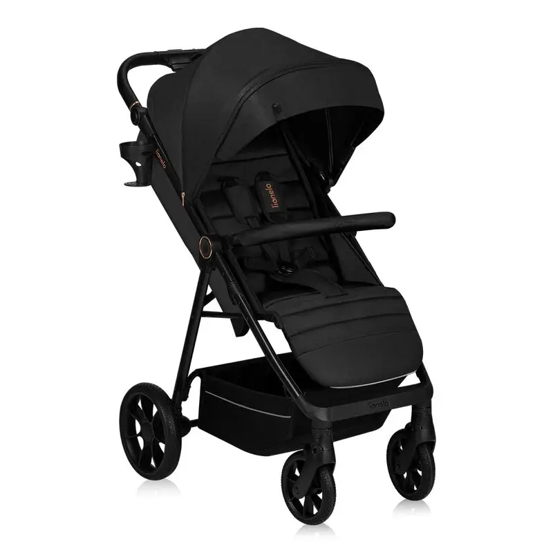 Carucior sport, Lionelo, Mira, Maner reglabil in 5 pozitii, Spatar si suport de picioare reglabile, Plasa de tantari si suport biberon incluse, Pana la 22 kg, 6 luni+, Conform cu EN1888-1, EN1888-2, Testare SGS, Negru