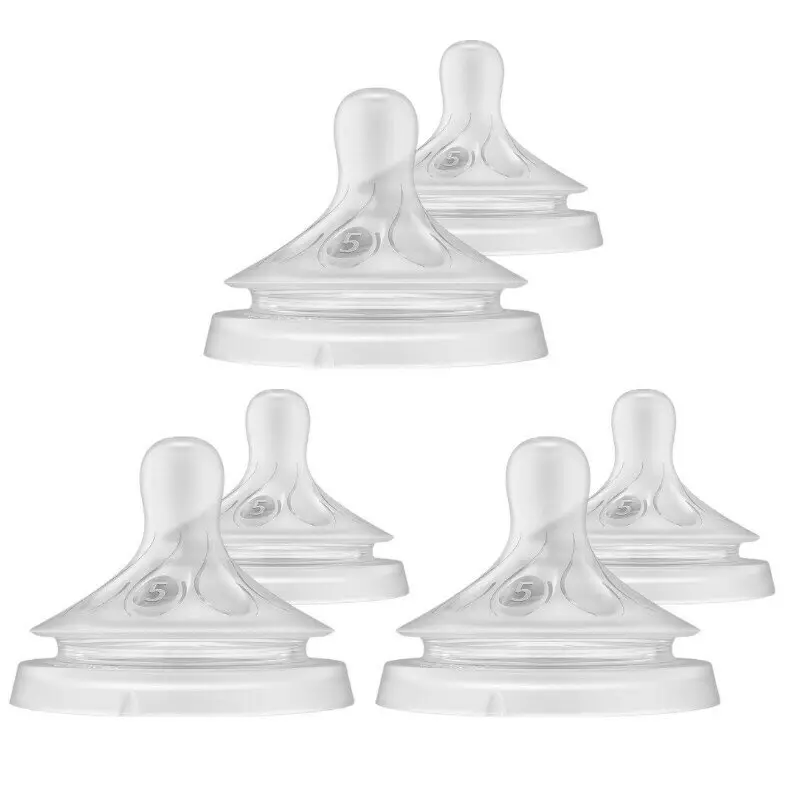 Set tetine, Philips Avent, Natural Response, 6 buc, Cu debit 5 (rapid), 6 luni+, Transparent