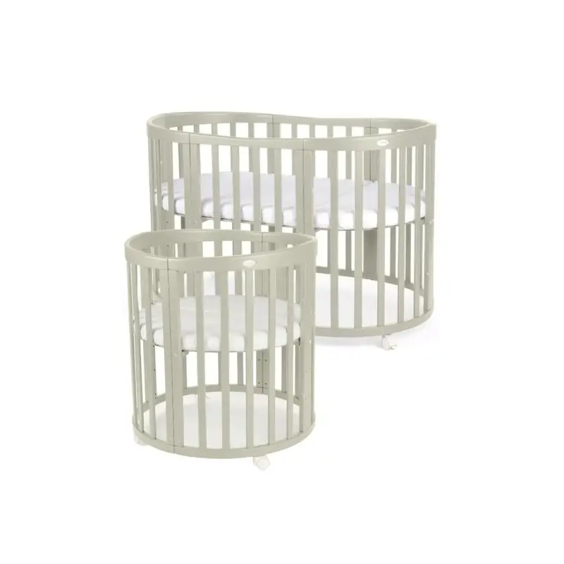 Patut Oval Evolutiv pentru Copii, Multifunctional, 7in1, Saltele Incluse, Transformabil, Masa de Schimbat, Co-Sleeping, Tarc de Joaca, Birou, Scaune, Waldin, Olive