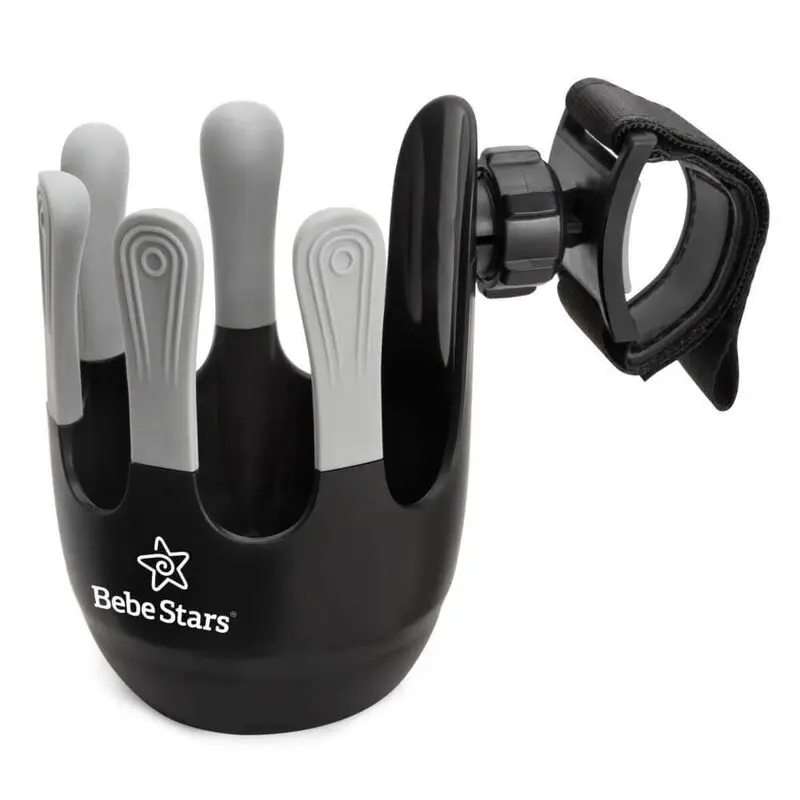 Suport pentru carucior, Bebe Stars, Universal, Pentru biberon/pahar, Rotire 360 grade, Din materiale ecologice, Black