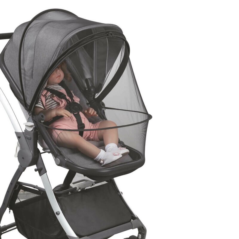 Plasa tantari, Bebe Stars, Universala, Pentru carucior, Cu margine elastica, 150x76 cm, Black