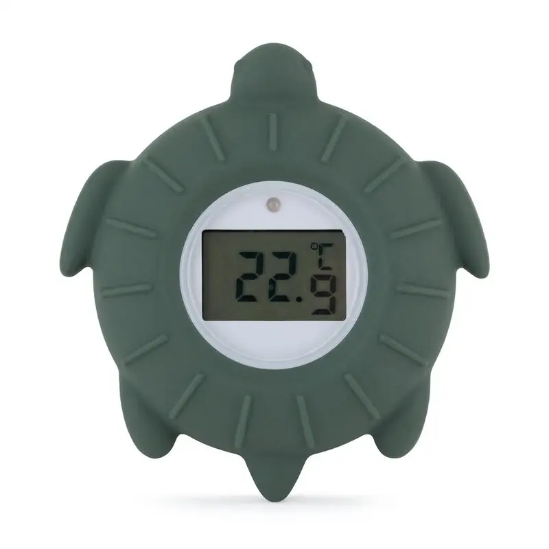 Temometru digital, Petite&Mars, Broscuta Terry, Multifunctional, Ecran usor de citit, Valoare precisa, Silicon Sigur, Avertizare temperatura, 0 luni+, Verde