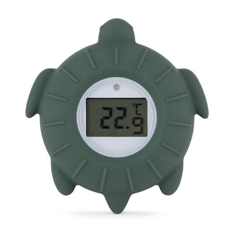 Temometru digital, Petite&Mars, Broscuta Terry, Multifunctional, Ecran usor de citit, Valoare precisa, Silicon Sigur, Avertizare temperatura, 0 luni+, Verde