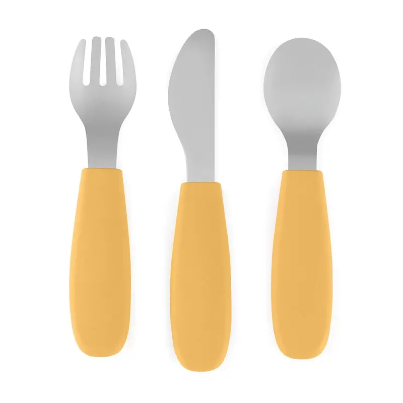 Set complet tacamuri, Petite&Mars, Take&Match, Din silicon si otel inoxidabil, Fara BPA, 12 luni+, Ocru