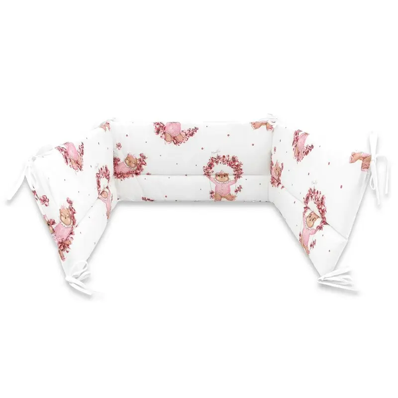 Aparatoare pentru patut, MimiNu, Din bumbac certificat Oeko Tex Standard 100, 180x30 cm, Cu panglici, Design, Betty