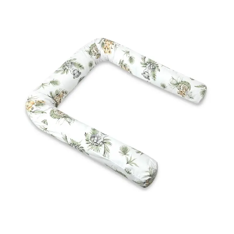 Aparatoare pentru patut, Qmini, Tip rulou, Cu husa detasabila, Lungime 180 cm, Din bumbac certificat Oeko Tex Standard 100, Safari