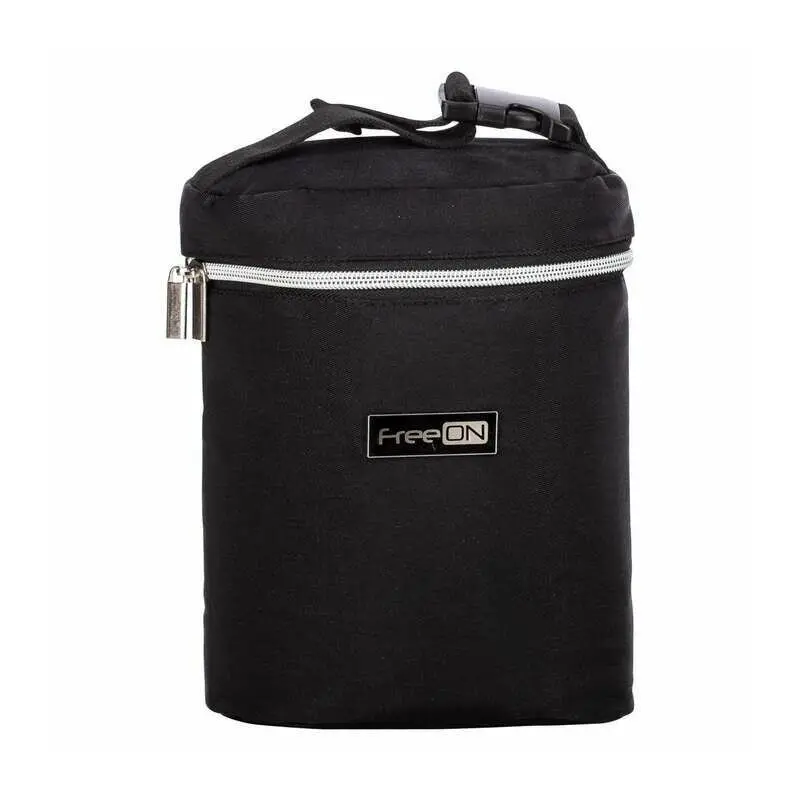 Geanta biberon, FreeON, Double Style, Pentru 2 biberoane, Mentine continutul atat cald, cat si rece, Black