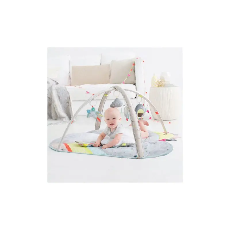 Salteluta interactiva, Skip Hop, Silver Lining Cloud, Cu jucarii cu sunete si lumini, Oglinda, Perna, 91 × 91 × 48 cm, Multicolor