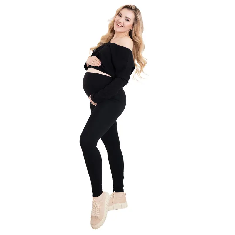 Colanti, Pentru gravide, Cu talie speciala, Certificati Oeko Tex Standard 100, Din bumbac si elastan, Masura L, Negru