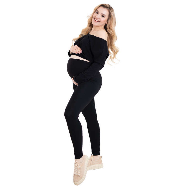 Colanti, Pentru gravide, Cu talie speciala, Certificati Oeko Tex Standard 100, Din bumbac si elastan, Masura L, Negru