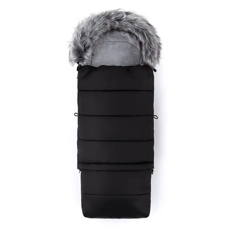 Sac de iarna, Feedo, Multifunctional, 3 in 1, Pentru carucior, landou sau scaun auto, Fermoar care permite scurtarea dimensiunii, Cu snur, 110 cm, 0-3 ani, Black