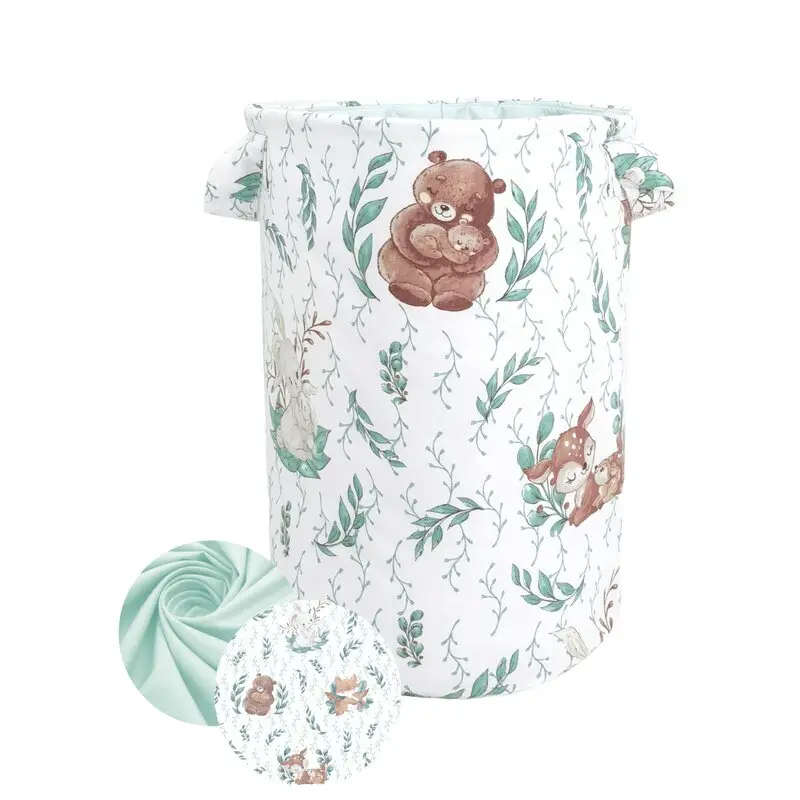 Cutie depozitare jucarii, MimiNu, Din bumbac certificat Oeko Tex Standard 100, Cu manere, 50x35 cm, Lulu Natural