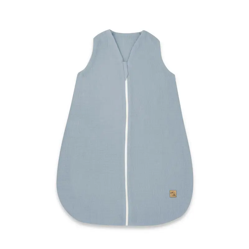 Sac de dormit, Qmini, Cu fermoar, Pentru bebelusi, De iarna, Din muselina dubla, 70 cm, Material certificat Oeko Tex Standard 100, Jeans