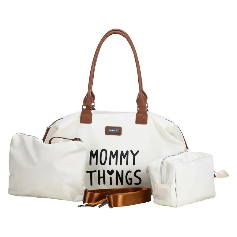 Geanta mamici, FreeON, Mommy things, Spatioasa si practica, Cu multiple buzunare, Include si 2 genti mai mici, Beige