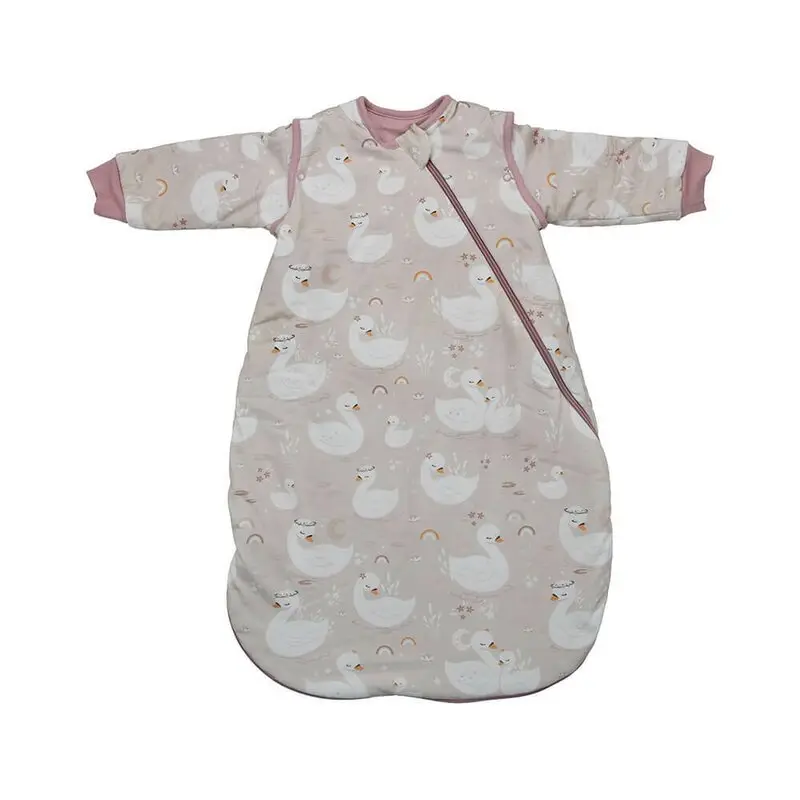 Sac de dormit cu maneci detasabile, Bebe Stars, De iarna, Din bumbac certificat Oeko Tex Standard 100, Cu fermoar, 70 cm, 2.5 Tog, Swan