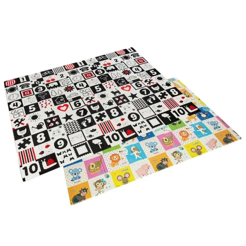 Covoras de joaca, Bocioland, Happy Day, Pliabil, Protectie impotriva loviturilor, Dimensiune mare, 200 x 150 cm, Cu Imprimeu pe ambele parti, Potrivit pentru utlizare atat in interior, cat si in exterior