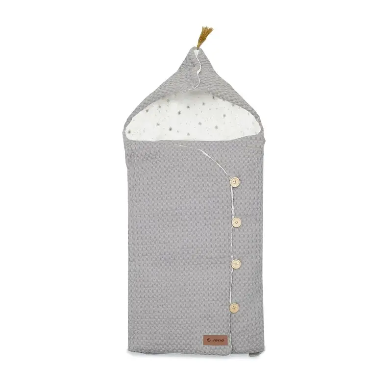 Sac de iarna cu gluga, Jane, Mims Plus, Pentru carucior si scoica auto, 88 x 43 cm, Inchidere cu nasturi si fermoar, Dim Grey