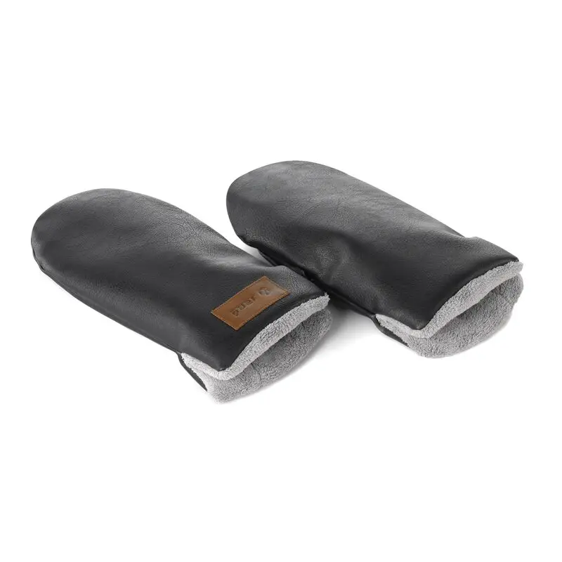 Manusi magnetice pentru carucior, Jane, Pentru vremea rece, Interior din fleece si exterior imitatie piele, Black