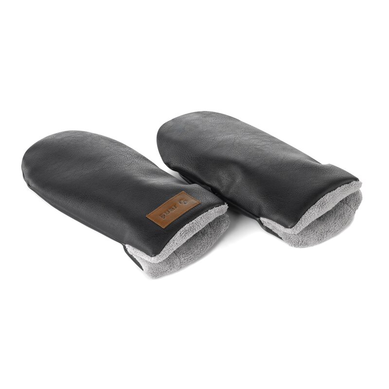Manusi magnetice pentru carucior, Jane, Pentru vremea rece, Interior din fleece si exterior imitatie piele, Black
